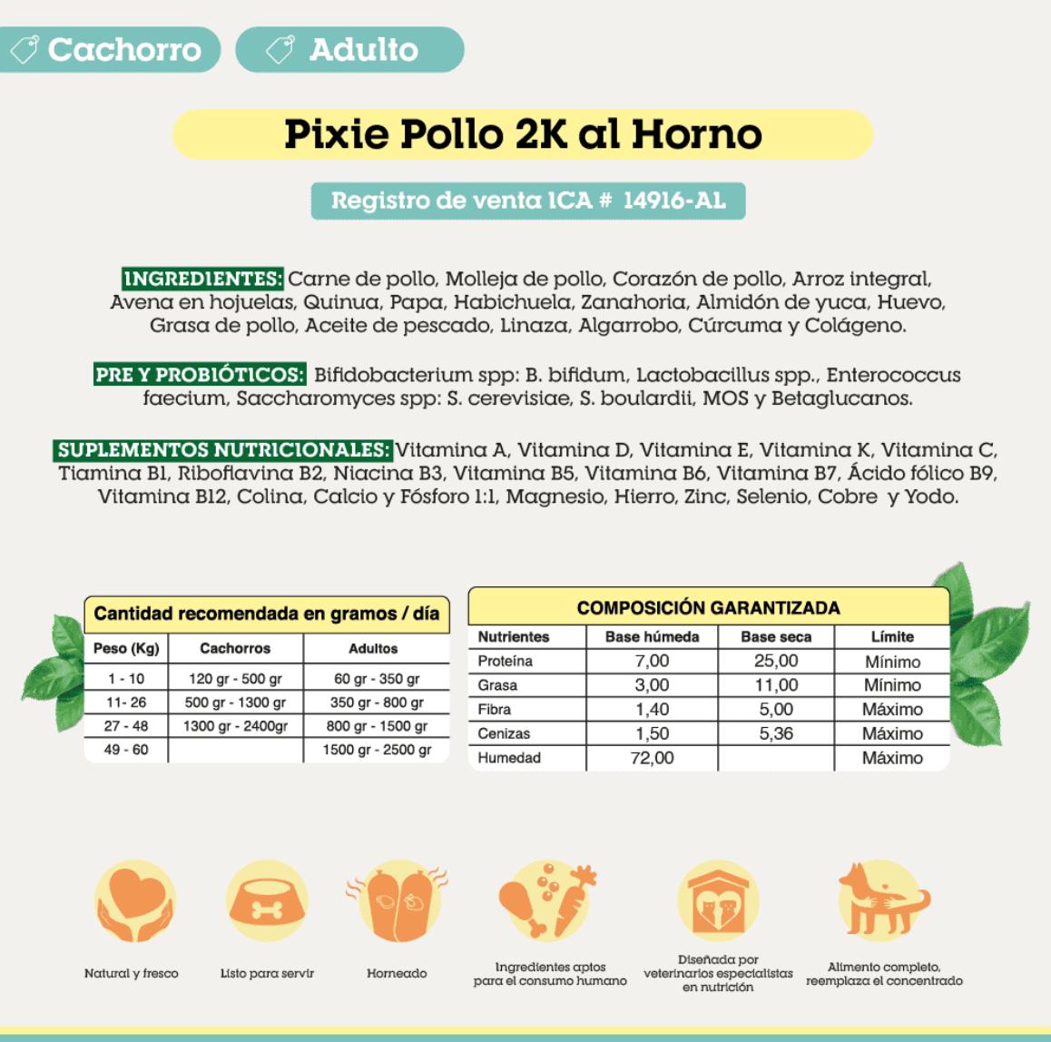 PIXIE HORNEADA DE POLLO 2k