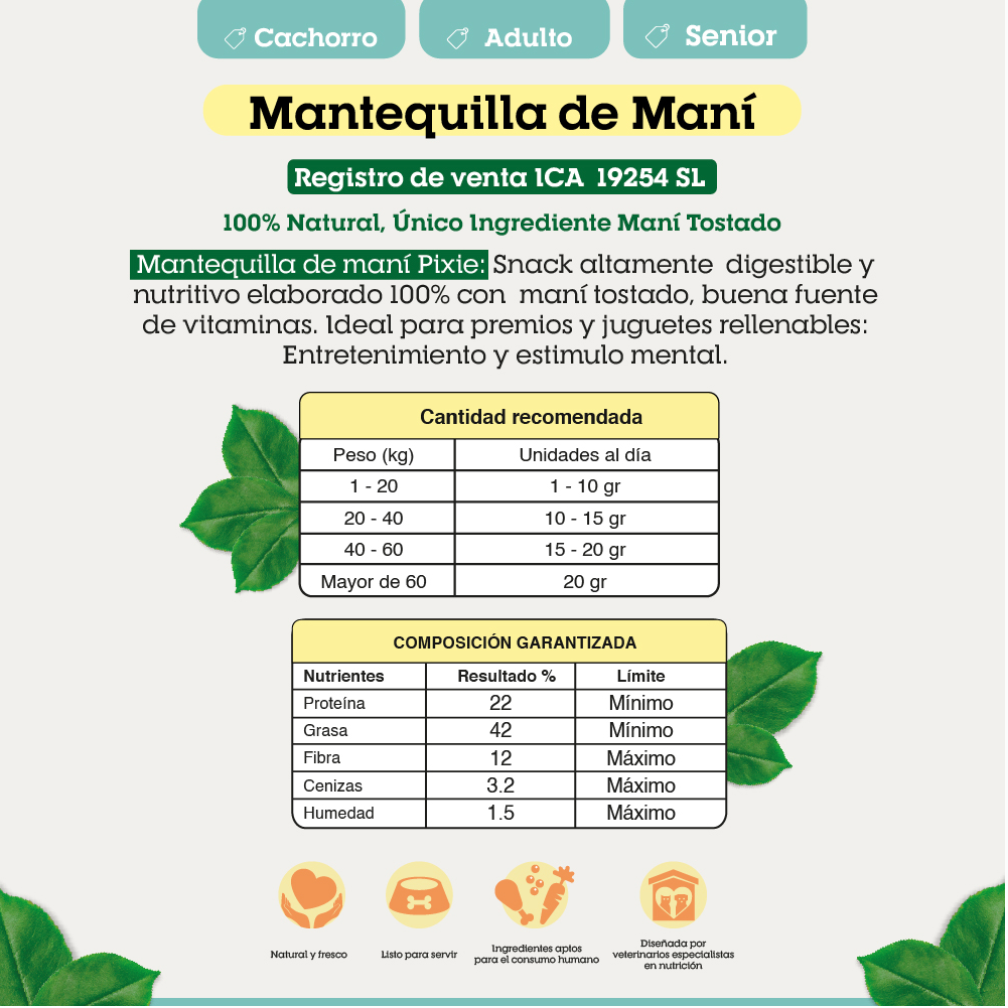 MANTEQUILLA DE MANÍ FUNCIONAL PIXIE