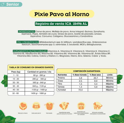 PIXIE PAVO AL HORNO SENIOR 500g