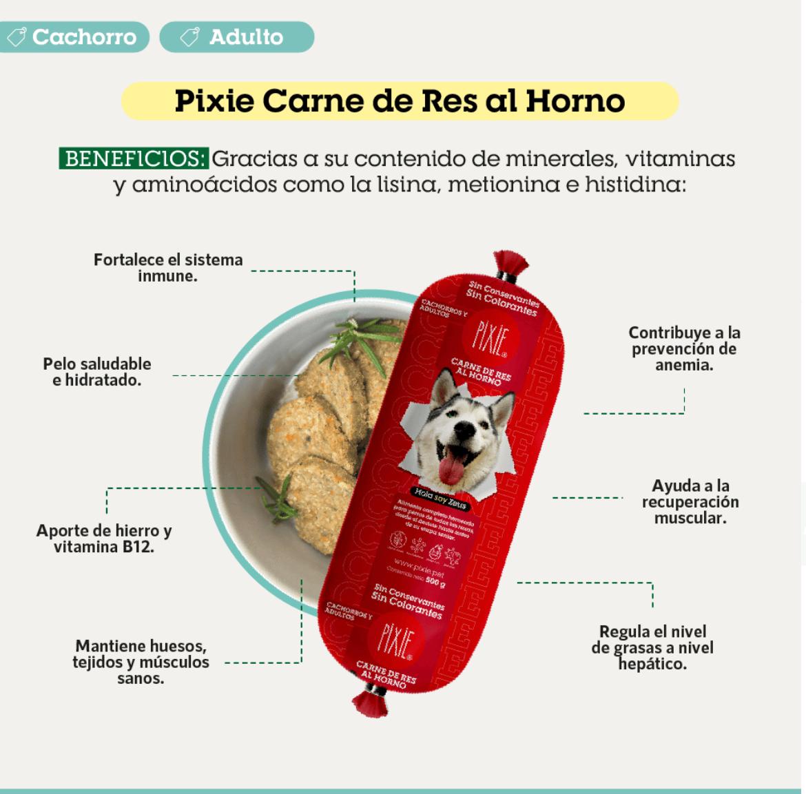PIXIE CARNE DE RES AL HORNO 500g