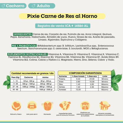 PIXIE CARNE DE RES AL HORNO 500g