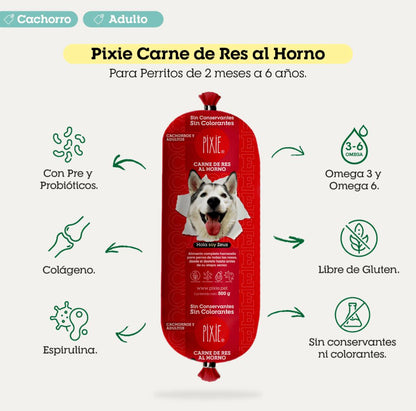 PIXIE CARNE DE RES AL HORNO 500g